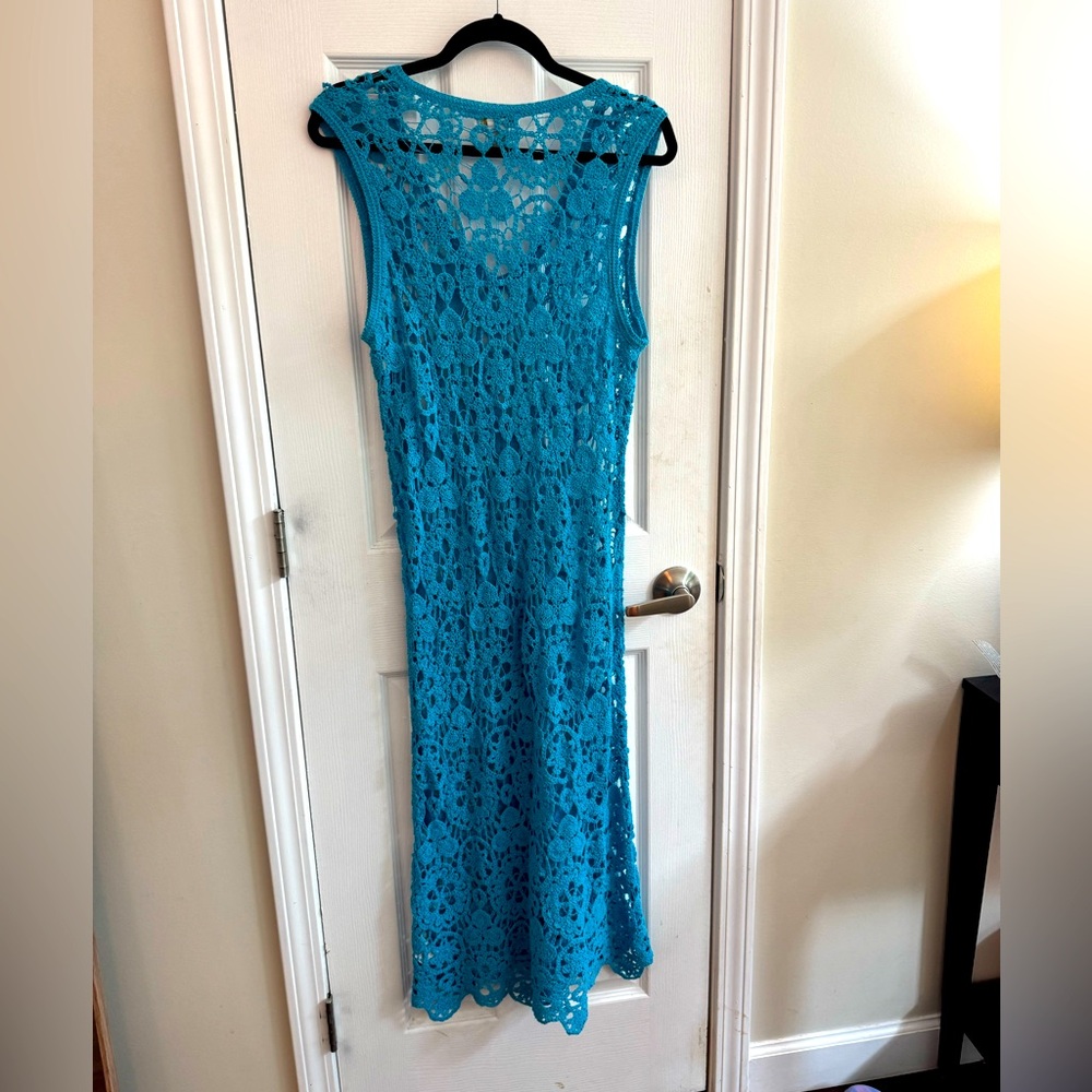 HOUSE OF HARLOW 1960 Blue Crochet Maxi Dress/Cover Up Size Medium - Picture 5 of 5